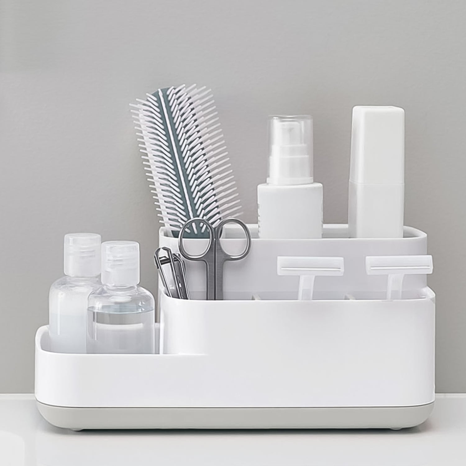 Plastic Multipurpose 5 Compartment Bathroom Desk Organizer Holder (1 Pc) Plastic Multipurpose 5 Compartment Bathroom Desk Organizer Holder (1 Pc)